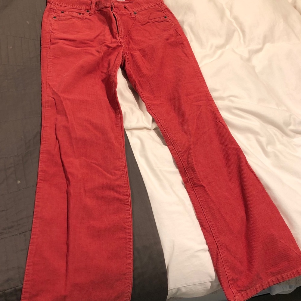 Orange-red J. Crew corduroy pants